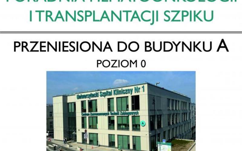 zmiana lokalizacji Poradni Hemetoonkologii