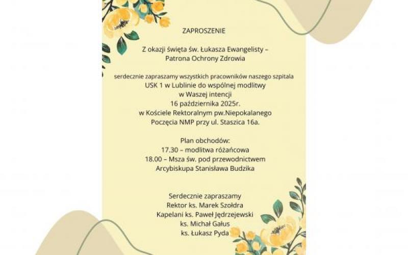 zaproszenie Dzień św. Łukasza